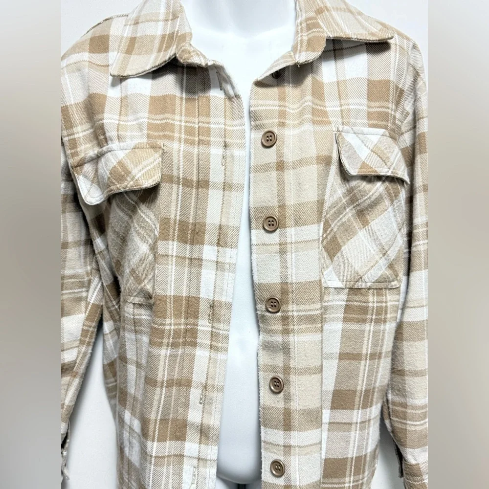 Justify Tan Plaid Shirt Size S